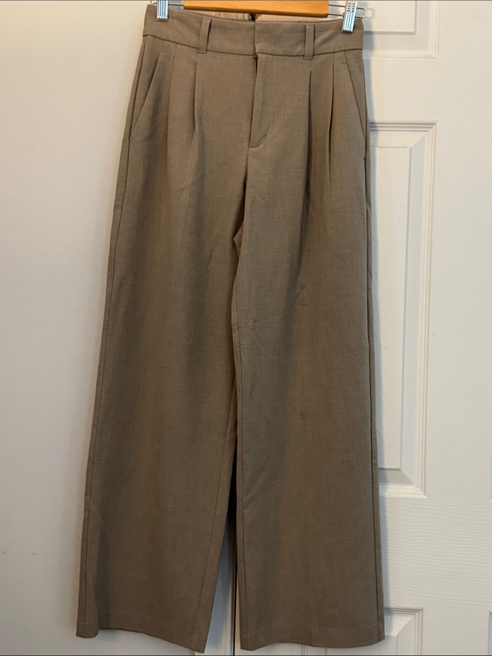 High-Rise Wide-Leg Pants in Taupe